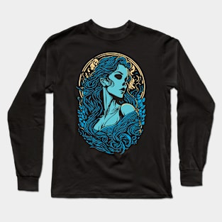 Gothic Skull Beauty Graphic Design Long Sleeve T-Shirt